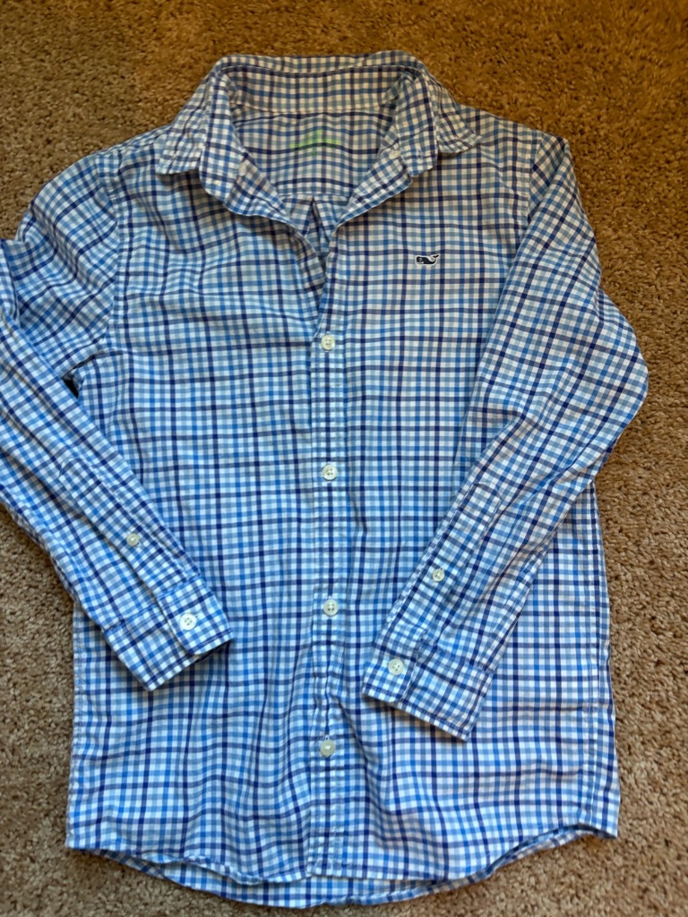 Vineyard Vines Blue and White Plaid Button-Down Shirt